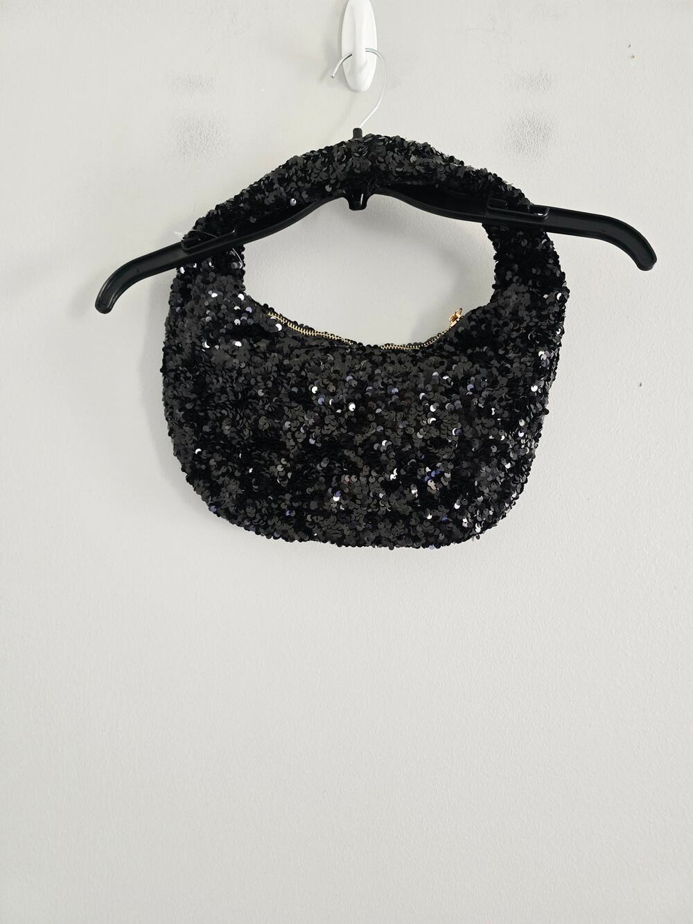Anthropologie.Black Sequins Shoulder Bag New